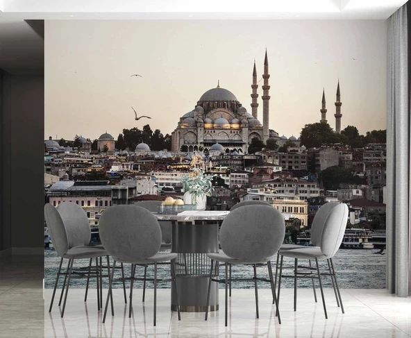 İstanbul Cami Manzaralı Duvar Kağıdı Baskı - 5