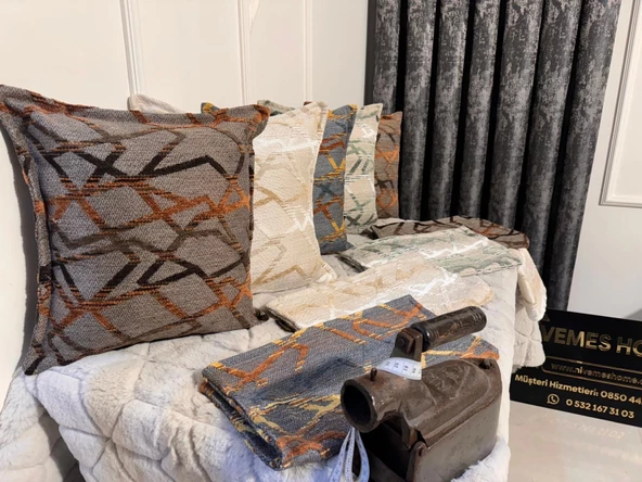 NİVEMESHOME ELYAF DOLGULU KIRLENT 45X45 MATEO 67-02 TURUNCU-KAHVE - 3