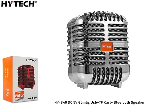 Hoparlör Müzik Kutusu Fm-Bluetooth-Usb-Sd Hytech HY-S40 Gümüş