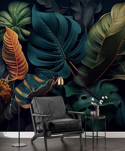 Botanik bahçe yaprak temalı Duvar Kağıdı Baskı - Resim 6