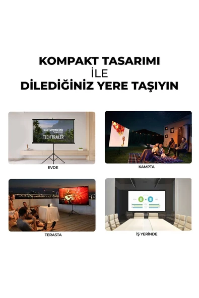 Havit 220x125cm Ayarlanabilir 100inç 16:9 Boyut Ayaklı Projeksiyon Perdesi - 4