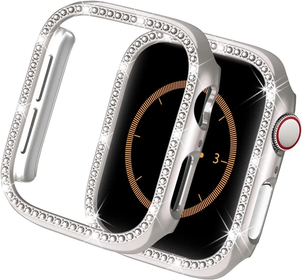 Apple Watch 10 Serisi 42mm Taşlı Kılıf Sert Pc Kasa Koruma Kasa Koruyucu Gard 05