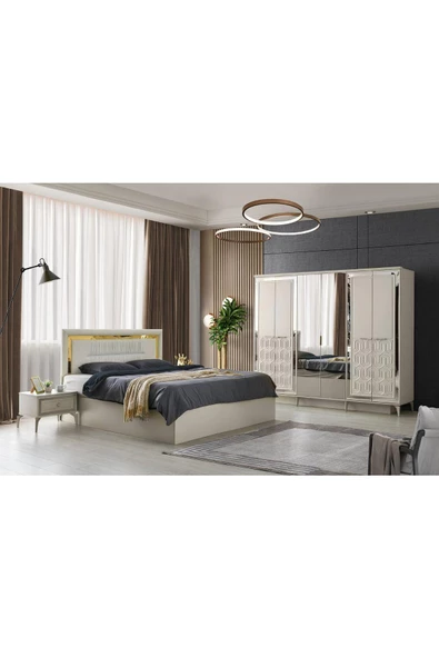 Dresden Gardırop-mdf-kum Beji-230x58x210cm-6 Kapak-aynalı Kapak-ücretsiz Nakliye Ve Montaj - 4