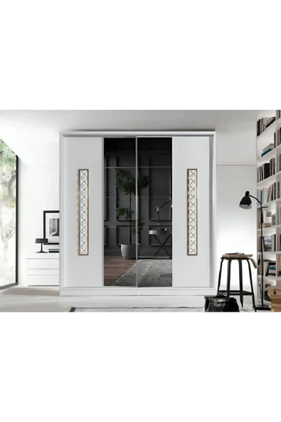 Ayasofya 140 X 59 X 212 Sürgülü Dolap-beyaz-aynalı-ücretsiz Nakliye Montaj - 2