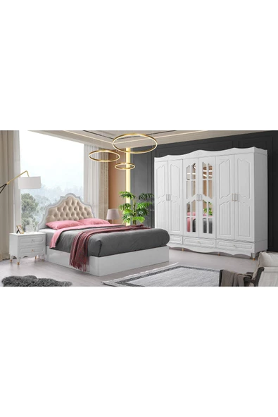 Riga Gardırop-mdf-beyaz-240x60x220cm-6 Kapak-aynalı Kapak-ücretsiz Nakliye Ve Montaj - 5