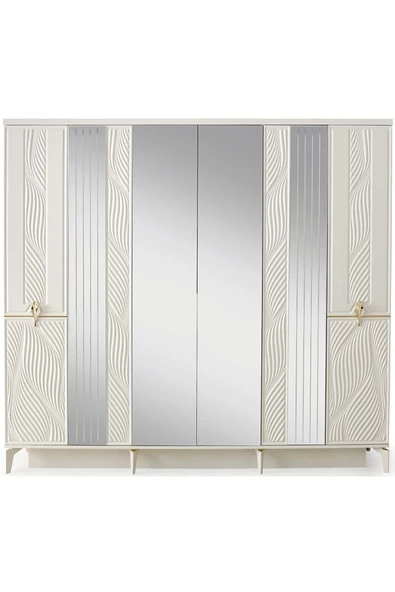 Bükreş Gardırop-mdf-aytaşı-230x58x210cm-6 Kapak-aynalı Kapak-ücretsiz Nakliye Ve Montaj