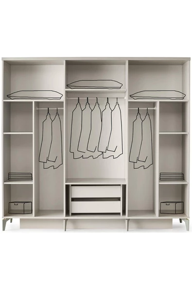 Atina Gardırop-mdf-aytaşı-230x58x210cm-6 Kapak-aynalı Kapak-ücretsiz Nakliye Ve Montaj - 2