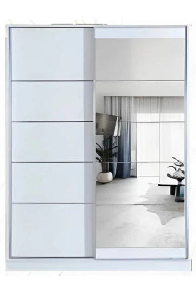 Efes 160 X 59 X 212 Sürgülü Dolap-beyaz-aynalı-ücretsiz Nakliye Montaj