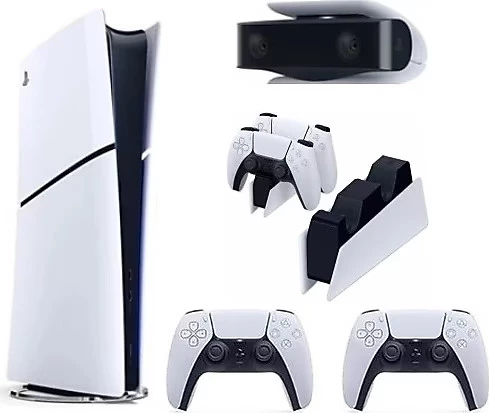 Sony Playstation 5 Slim Dijital Edition + 2 Dualsense + Şarj Istasyonu + Ps5 Kamera Oyun Konsolu - Beyaz