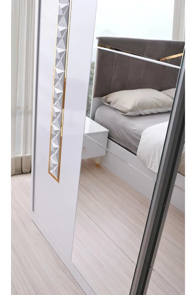 Palermo Gardırop-beyaz-207x60x215cm-sürgülü Aynalı Kapak-ücretsiz Nakliye Ve Montaj - 3