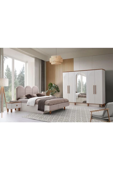 Ücretsiz Montaj-%100 MDF-Aytaşı-Bohem Midya 6 kapaklı Aynalı Gardırop - 3