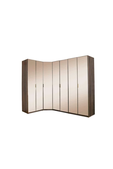 MANHATTAN KÖŞE(L)GARDIROP-MDF-BAROK-(172/258)X60X225CM- 7 KAPAK-CAM KAPAK-ÜCRETSİZ NAKLİYE VE MONTAJ