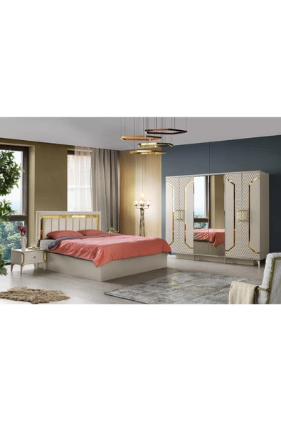 Milano Gardırop-mdf-kum Beji-230x58x210cm-6 Kapak-aynalı Kapak-ücretsiz Nakliye Ve Montaj - 5