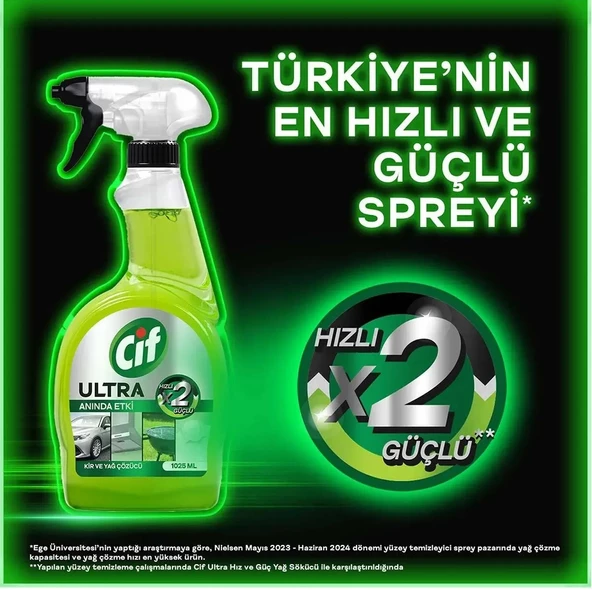Cif Ultra Anında Etki Kir Ve Yağ Çözücü 1025 ml X2 Mikrofiber Bez Hediye - Resim 5