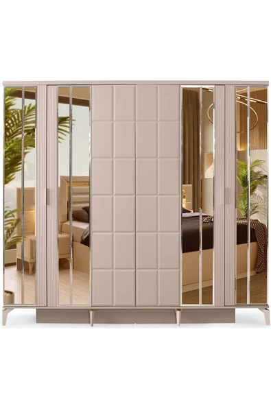 Helsinki Yatak Odası-mdf-kumbeji-6 Kapaklı Ve Aynalı-bazasız Traversli-ücretsiz Nakliye Ve Montaj - 7