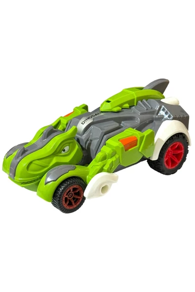 Trex Dinazor Figür Araba Sürtmeli Teker Transformers Robot Dinozor 15cm YEŞİL - 3