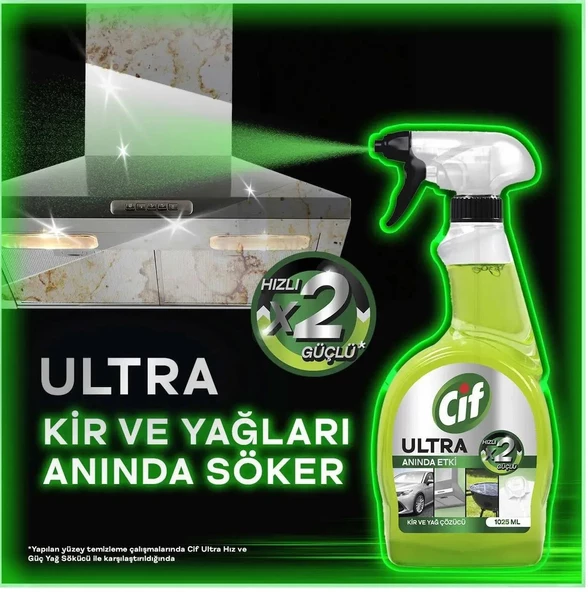 Cif Ultra Anında Etki Kir Ve Yağ Çözücü 1025 ml X2 Mikrofiber Bez Hediye - Resim 9