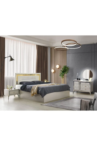 Dresden Yatak Odası-mdf-kum Beji-6 Kapaklı Ve Aynalı-bazasız Traversli-ücretsiz Nakliye Ve Montaj - 3