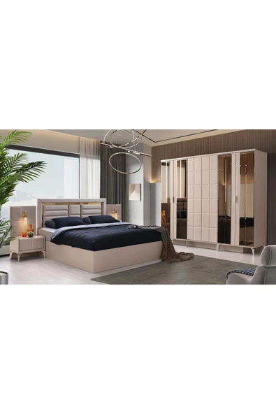 Helsinki Yatak Odası-mdf-kumbeji-6 Kapaklı Ve Aynalı-bazasız Traversli-ücretsiz Nakliye Ve Montaj - 2