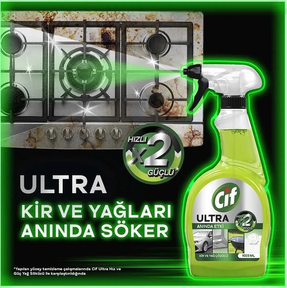 Cif Ultra Anında Etki Kir Ve Yağ Çözücü 1025 ml X3 Mikrofiber Bez Hediye - 5