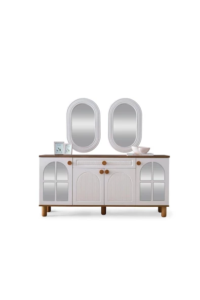Ücretsiz Montaj-%100 Mdf-ceviz-bohem Platin Yemek Odası Takımı - 6