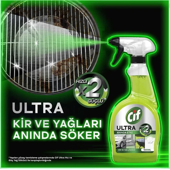 Cif Ultra Anında Etki Kir Ve Yağ Çözücü 1025 ml X4 Mikrofiber Bez Hediye - 6