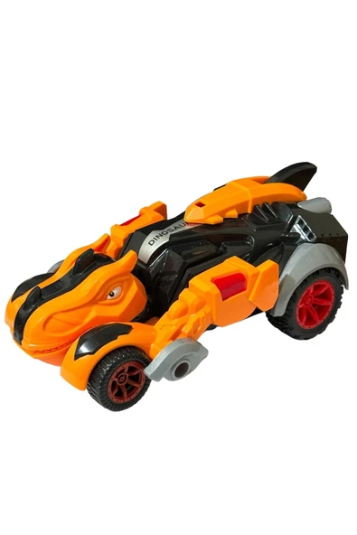 Trex Dinazor Figür Araba Sürtmeli Teker Transformers Robot Dinozor 15cm TURUNCU - 6