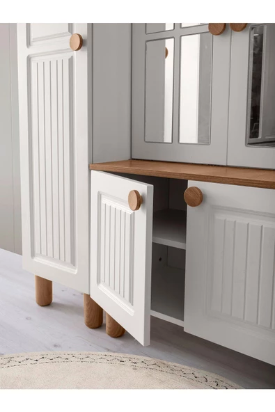 Ücretsiz Montaj-%100 MDF-Aytaşı-Bohem Begonya Aynalı Portmanto - 2