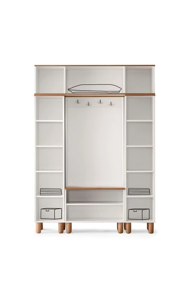 Ücretsiz Montaj-%100 MDF-Aytaşı-Bohem Begonya Aynalı Portmanto - 3