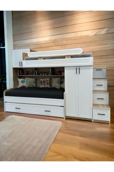 Avm 24 Kırlangıç Genç Odası-yavrulu Ranza Ünitesi-mdf Kapaklı-ücretsiz Montaj