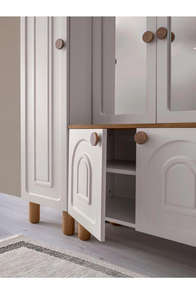 Ücretsiz Montaj-%100 MDF-Aytaşı-Bohem Sümbül Aynalı Portmanto - 2