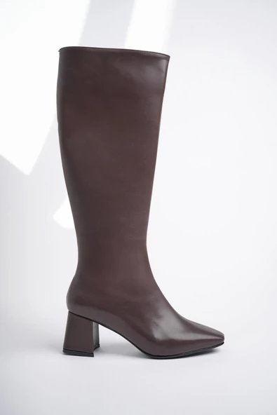 Muggo KAROLİNE Garantili Küt Burun Yandan Fermuarlı Topuklu Kadın Çizme - 3