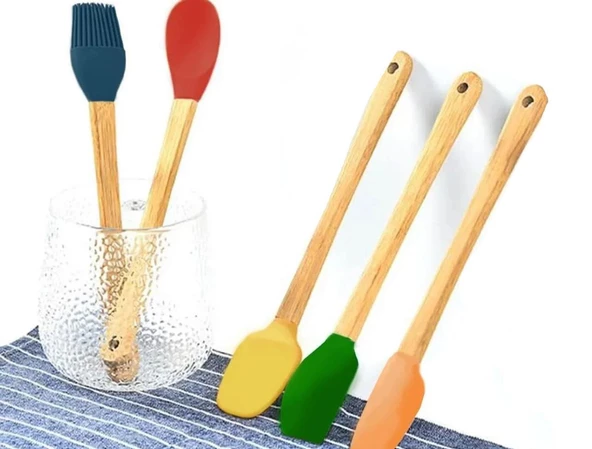 Mİen Bambu Silikon Spatula Seti 5 li MİEN-456