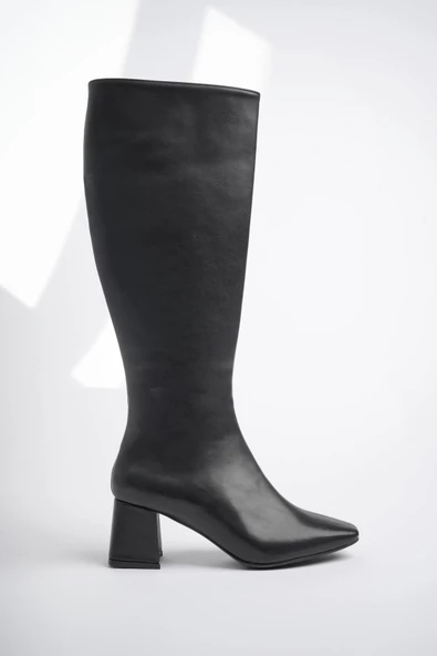 Muggo KAROLİNE Garantili Küt Burun Yandan Fermuarlı Topuklu Kadın Çizme - 10