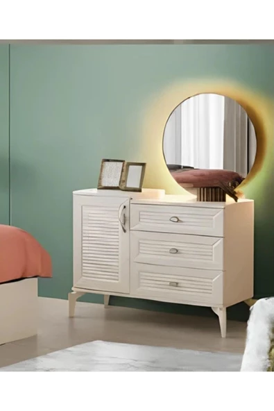 Atina Şifonyer-makyaj Masası-ışıklı Aynalı-mdf-aytaşı-ücretsiz Nakliye