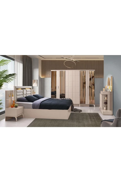 Helsinki Şifonyer-makyaj Masası-ışıklı Aynalı-mdf-kum Beji-ücretsiz Nakliye - 4