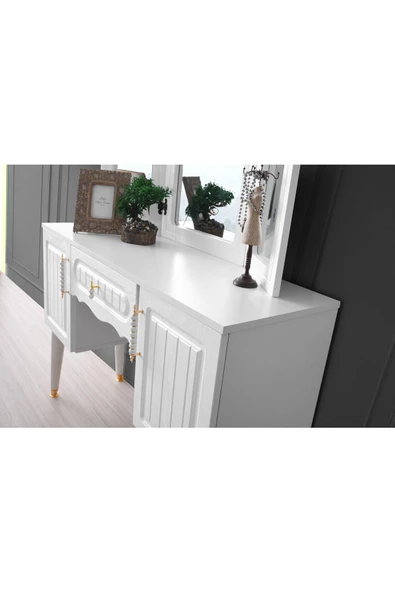 Riga Şifonyer-makyaj Masası-aynalı-mdf-beyaz-ücretsiz Nakliye - 2