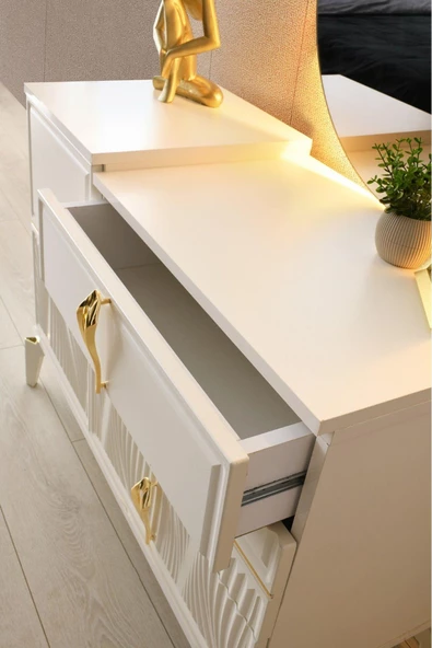 Bükreş Şifonyer-makyaj Masası-ışıklı Aynalı-mdf-aytaşı-ücretsiz Nakliye - 2