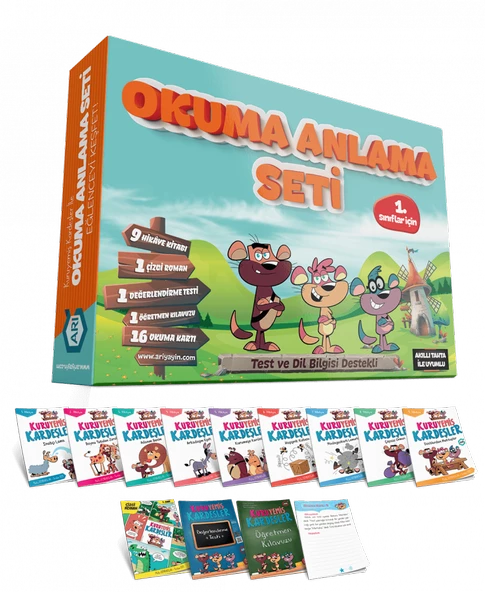 Arı 1. Sınıf Kuruyemiş Kardeşler 10 Kitap ( Okuma Anlama )