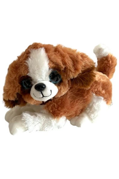 Peluş Köpek Havlayan Yatan Sevimli Peluş Köpek 25 Cm Yatan Sesli Köpek Peluş ürün görseli 1