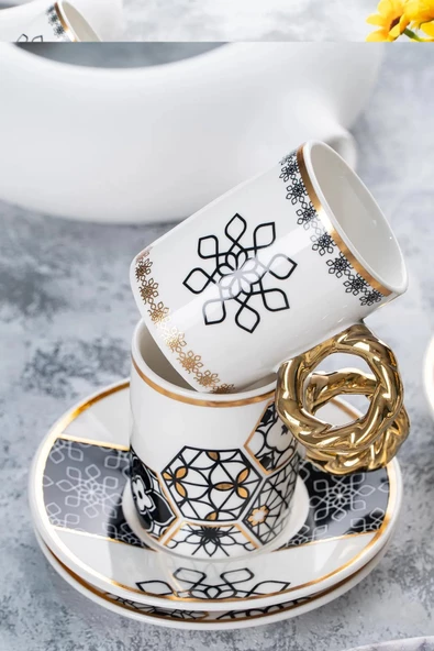 Acar Elixir 6 Kişilik Porselen Kahve Fincanı Takımı 05189 - 3