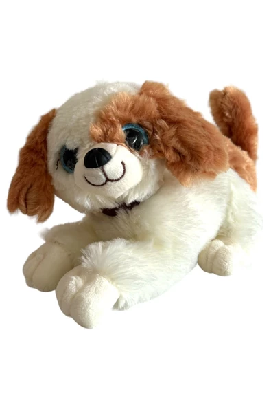 Peluş Köpek Havlayan Yatan Sevimli Peluş Köpek 25 Cm Yatan Sesli Köpek Peluş ürün görseli 1