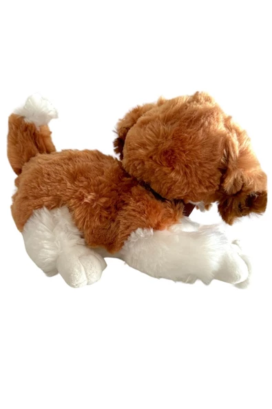 Peluş Köpek Havlayan Yatan Sevimli Peluş Köpek 25 Cm Yatan Sesli Köpek Peluş - 2