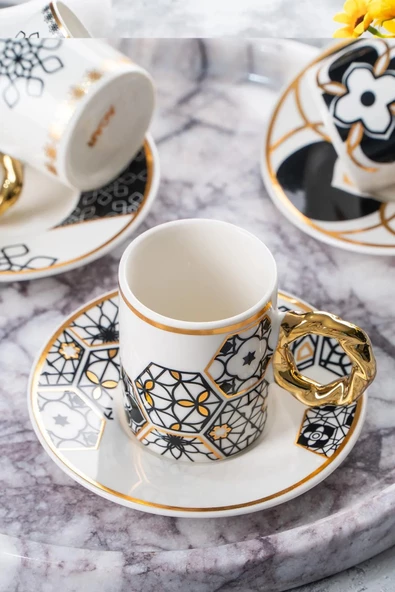 Acar Elixir 6 Kişilik Porselen Kahve Fincanı Takımı 05189 - 4