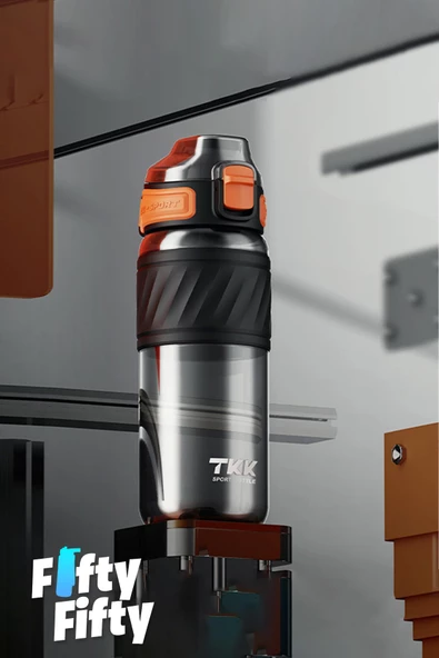 TKK 600 ML Çift Kullanım Pipetli/Rahat içim Bpa İçermeyen Taşıma Kulplu Tritan Su Matarası FFTKK1025-600ML - 4