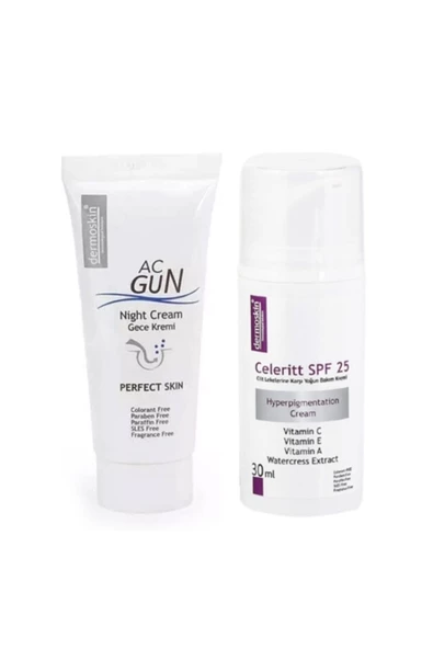 Acgun Gece Kremi + Celeritt Spf 25 Düzensiz Ciltler Için Bakım Seti