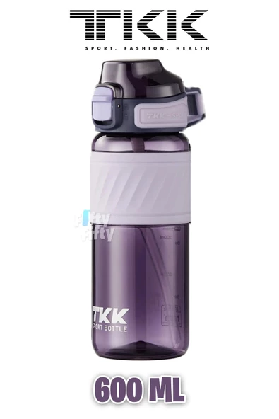 TKK 600 ML Çift Kullanım Pipetli/Rahat içim Bpa İçermeyen Taşıma Kulplu Tritan Su Matarası FFTKK1025-600ML - 6