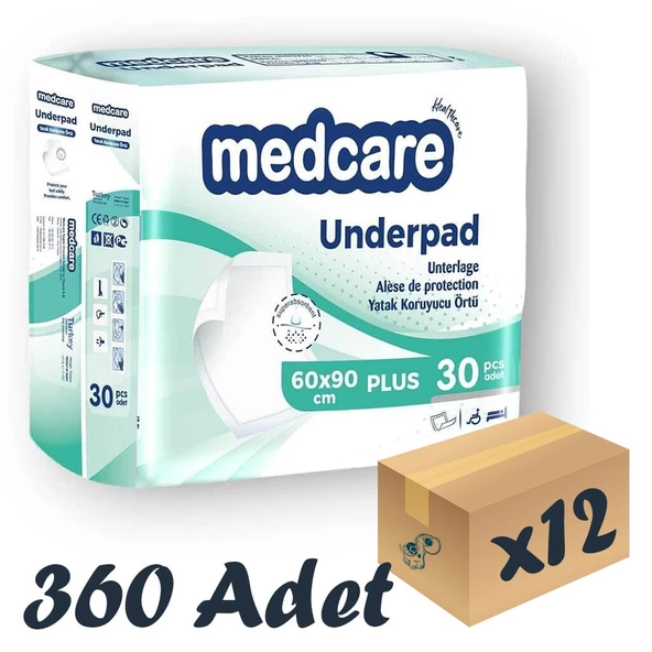 Medcare Plus Yatak Koruyucu Örtü 60x90cm 30'lu 12 Paket 360 Adet (Yeşil)