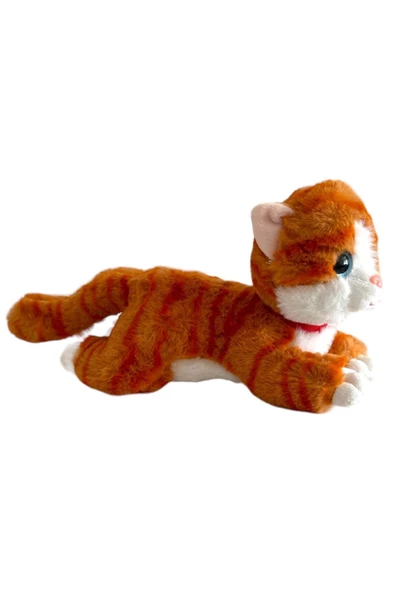 Sesli Yatan Miyavlayan 25 cm Peluş Kedi Oyuncak - 8