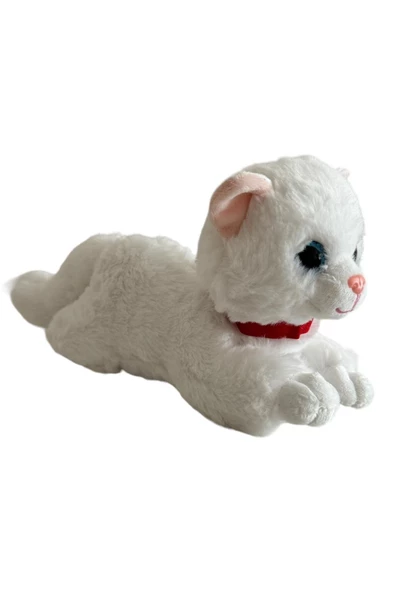 Sesli Yatan Miyavlayan 25 cm Peluş Kedi Oyuncak - 5